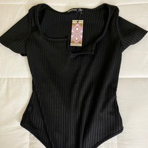 Ribbed low cut bodysuit